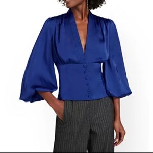 High-Shine Corset-Waist Blouse